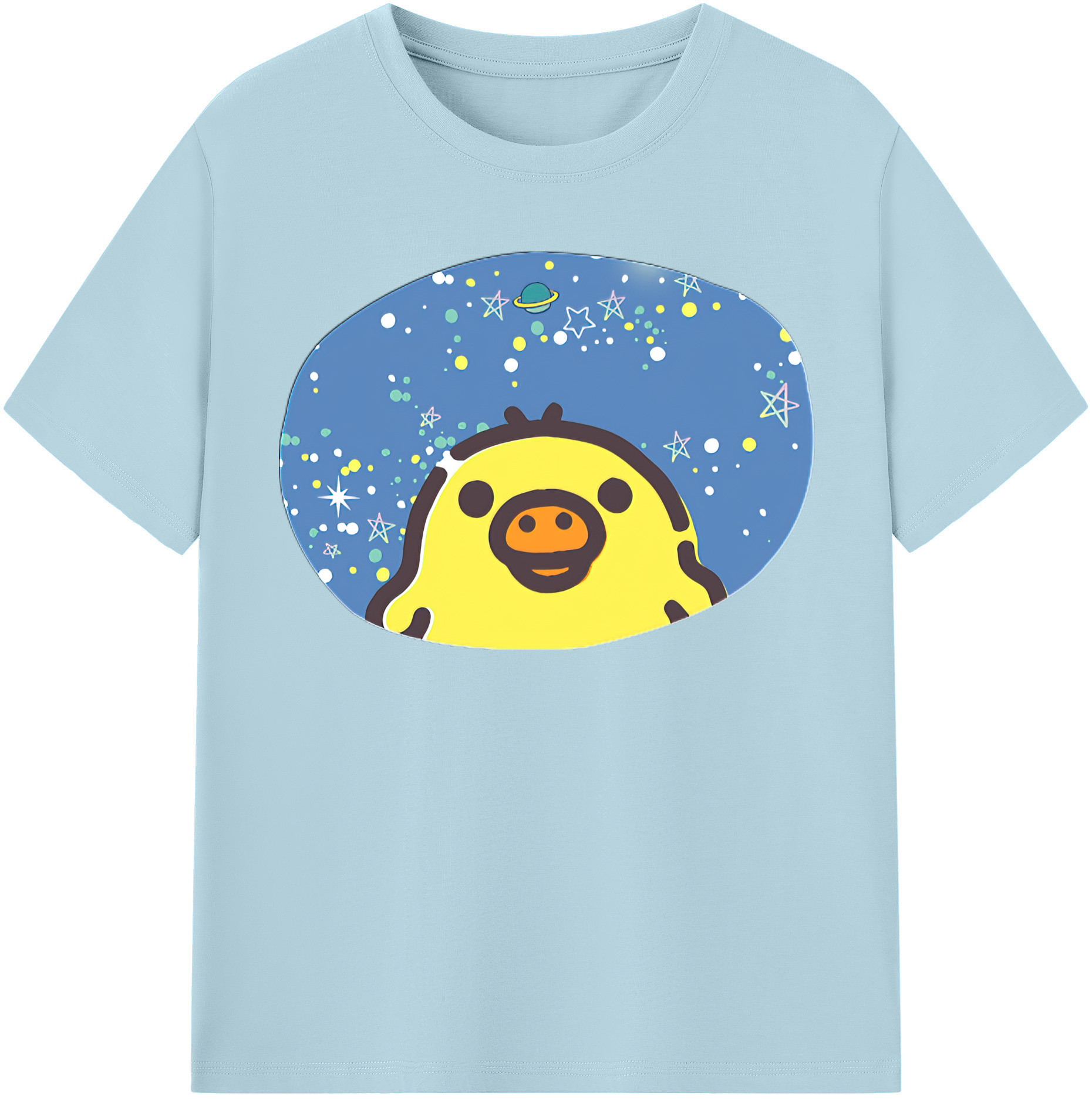 （画像用） リラックマ リラックマ キイロイトリ Rilakkuma Korilakkuma Kiiroitori 綿100％半袖Tシャツ（フロントプリント）